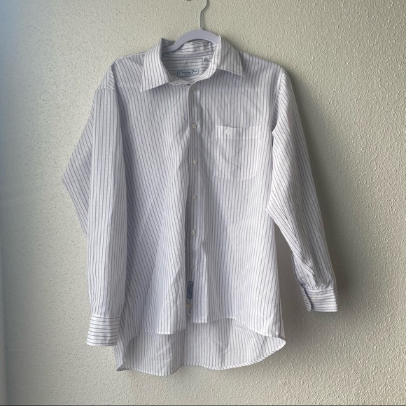 Dior Other - Vintage Dior button down w/ navy blue stripes
